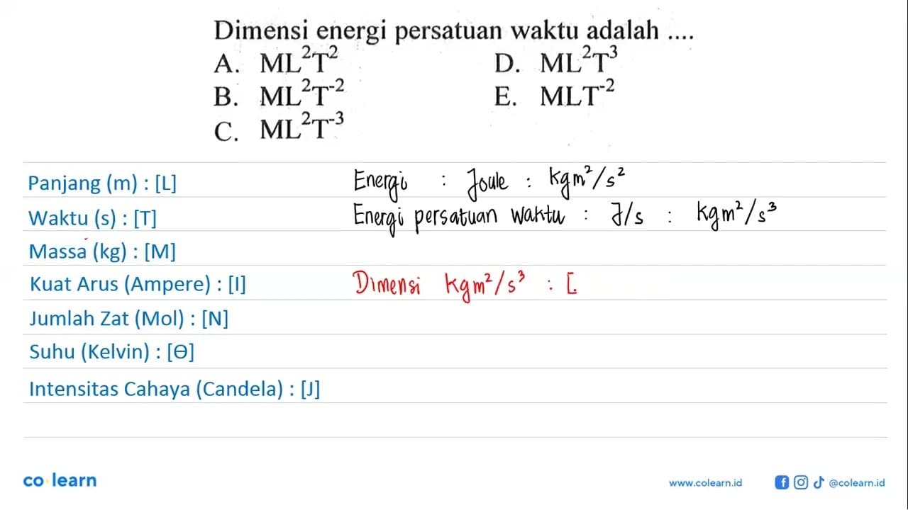 Dimensi energi persatuan waktu adalah ....