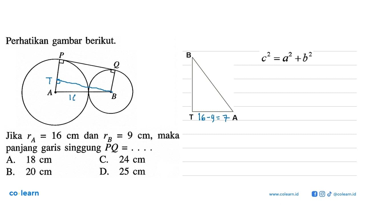 Perhatikan gambar berikut.Gambar: Dua buah lingkaran,