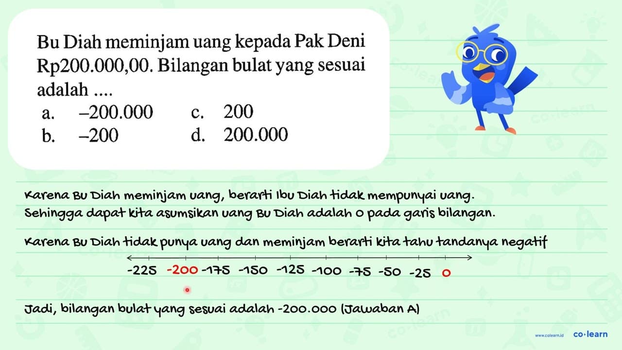 Bu Diah meminjam uang kepada Pak Deni Rp 200.000,00.