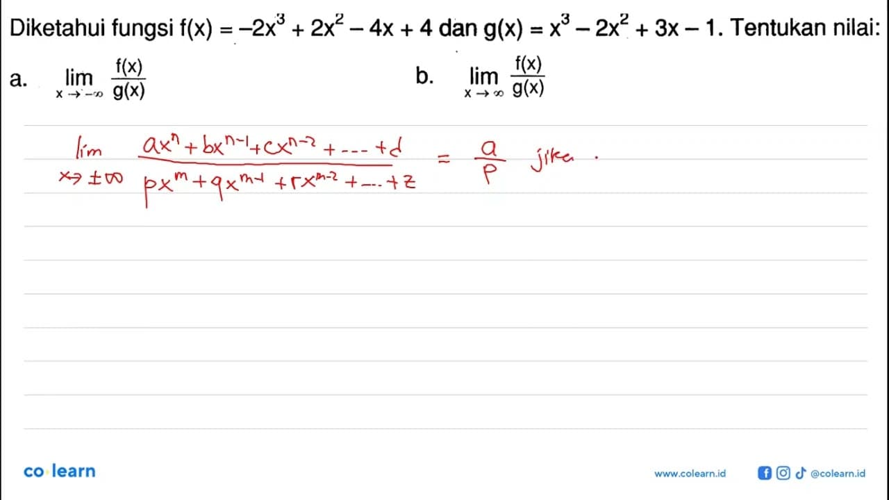 Diketahui fungsi f(x)=-2x^3+2x^2-4x+4 dan