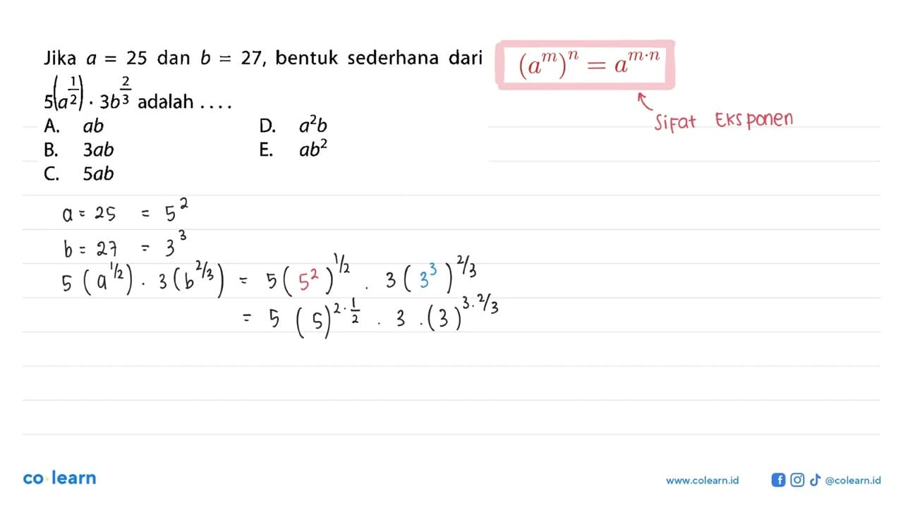 Jika a=25 dan b=27, bentuk sederhana dari