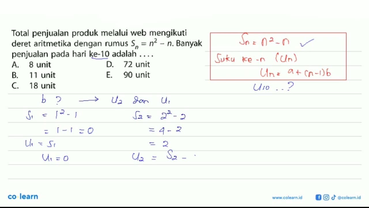 Total penjualan produk melalui web mengikuti deret