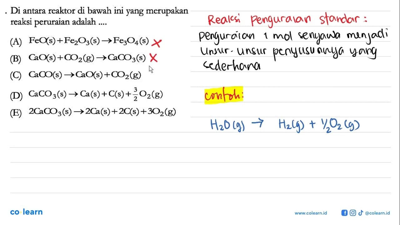 Di antara reaktor di bawah ini yang merupakan reaksi