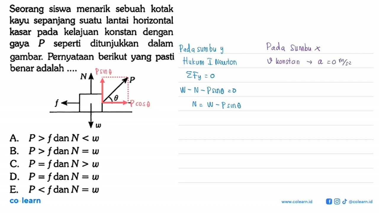 Seorang siswa menarik sebuah kotak kayu sepanjang suatu