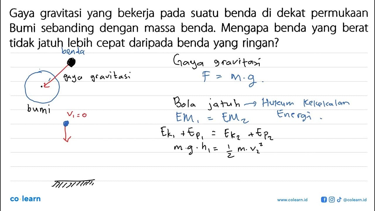 Gaya gravitasi yang bekerja pada suatu benda di dekat