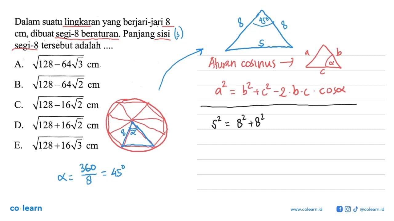 Dalam suatu lingkaran yang berjari-jari 8 cm , dibuat