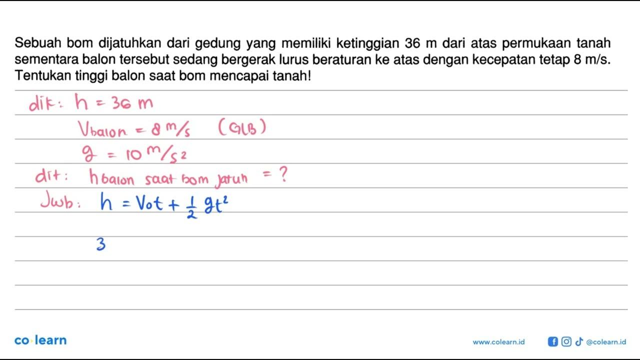 Sebuah bom dijatuhkan dari gedung yang memiliki ketinggian