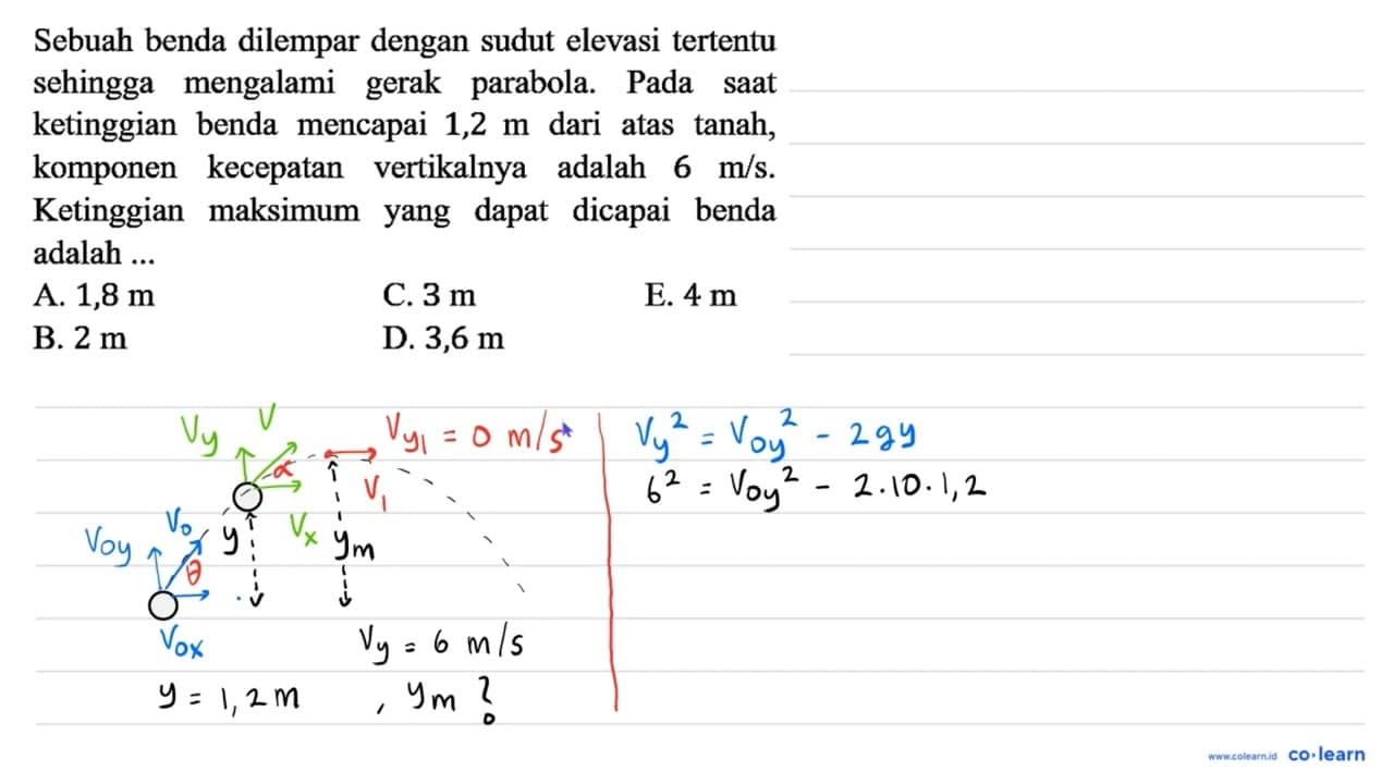 Sebuah benda dilempar dengan sudut elevasi tertentu