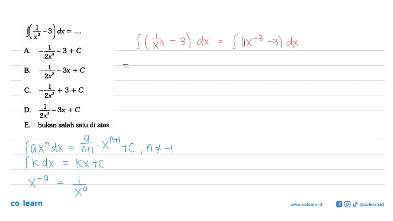 integral ((1/x^3)-3) dx=....