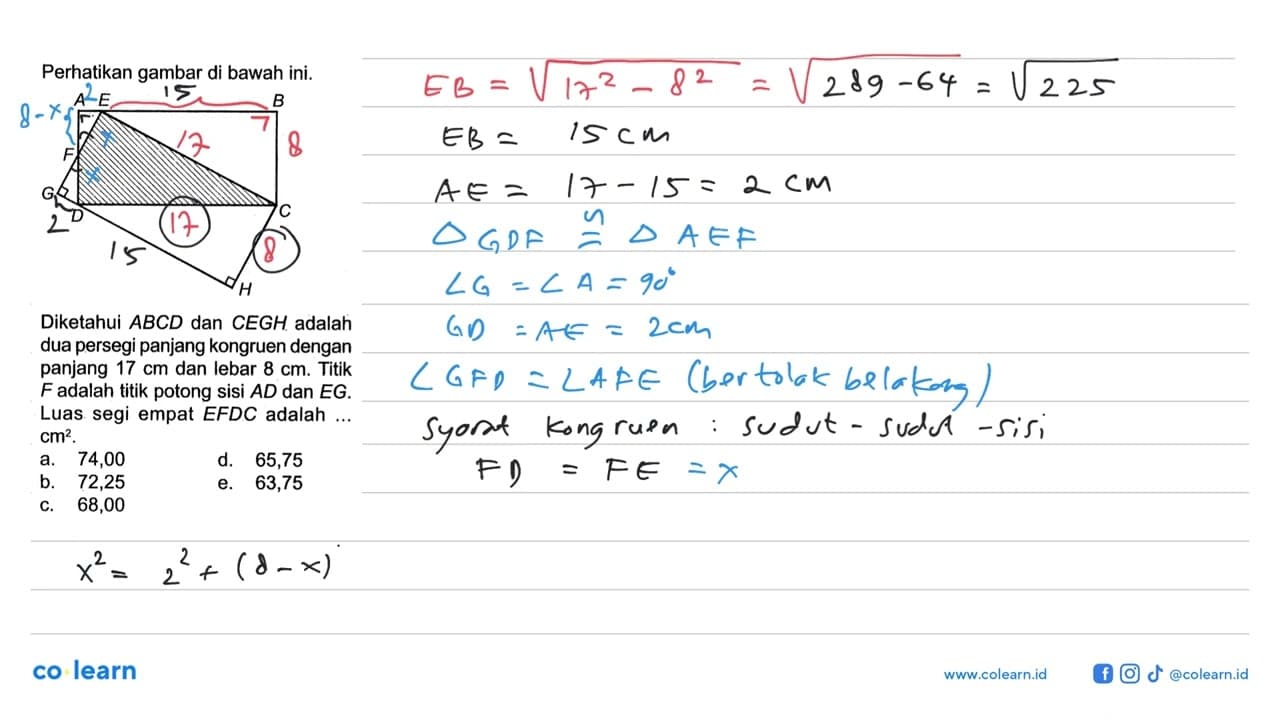 Perhatikan gambar di bawah ini.Diketahui ABCD dan CEGH