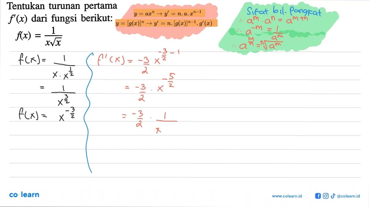 Tentukan turunan pertama f'(x) dari fungsi berikut: