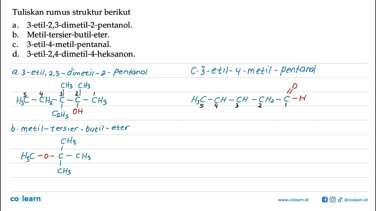Tuliskan rumus struktur berikuta.