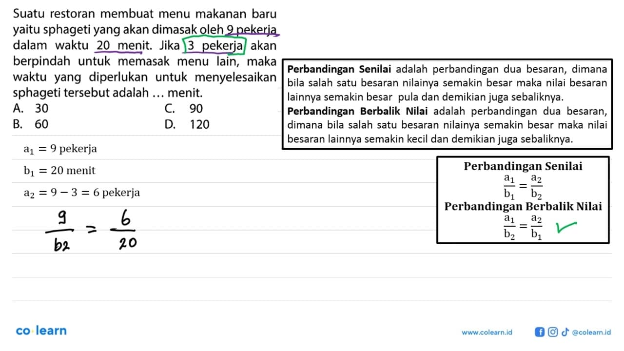 Suatu restoran membuat menu makanan baru yaitu sphageti