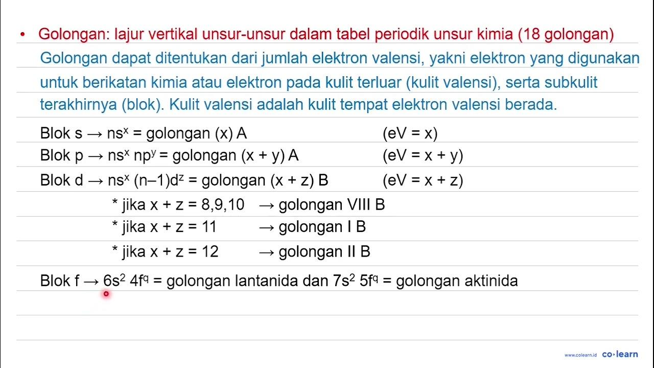 Dua unsur yang terletak dalam satu periode adalah atom