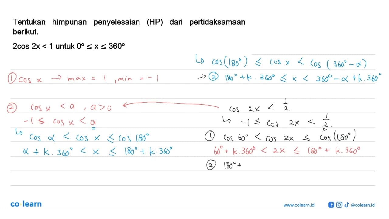 Tentukan himpunan penyelesaian (HP) dari pertidaksamaan