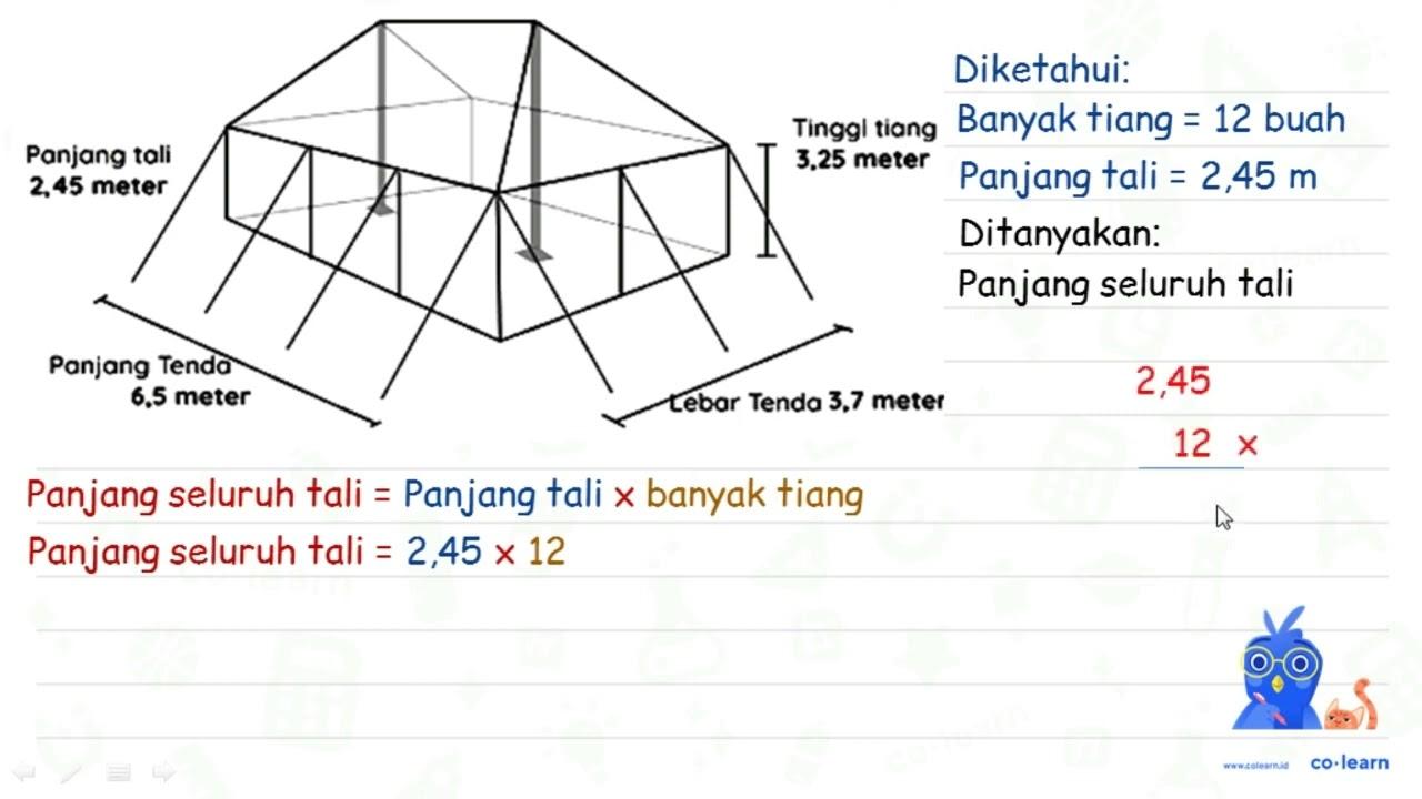 Pada tenda di atas terdapat dua buah bahan pendukung