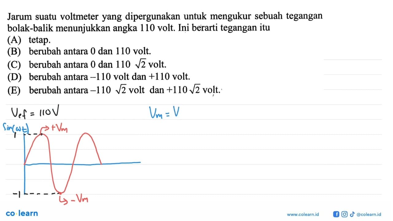 Jarum suatu voltmeter yang dipergunakan untuk mengukur