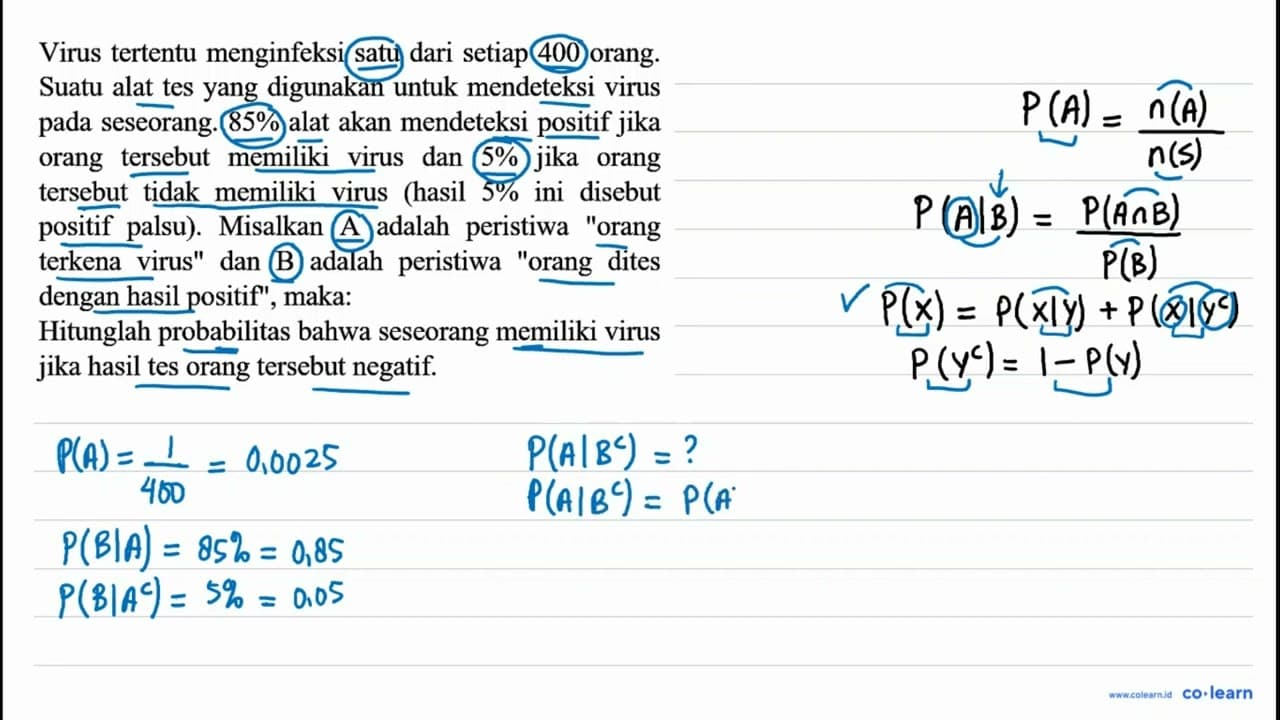 Virus tertentu menginfeksi satu dari setiap 400 orang.