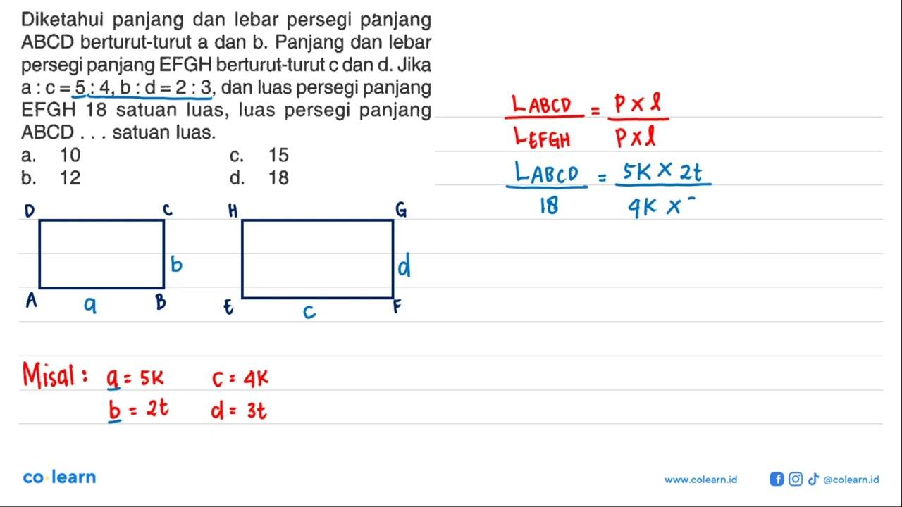 Diketahui panjang dan lebar persegi panjang ABCD