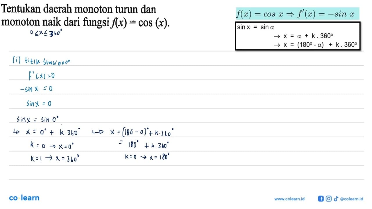 Tentukan daerah monoton turun dan monoton naik dari fungsi