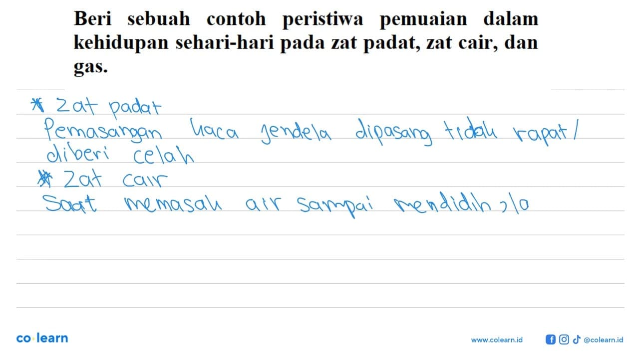 Beri sebuah contoh peristiwa pemuaian dalam kehidupan