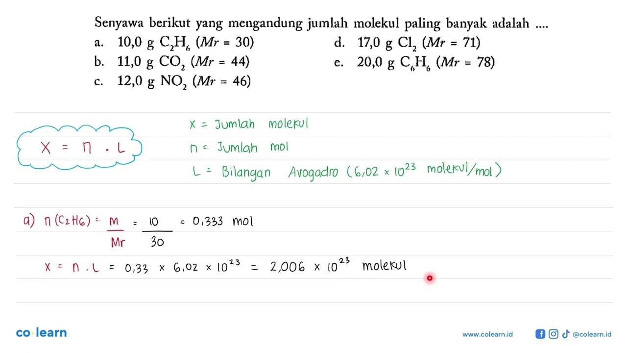 Senyawa berikut yang mengandung jumlah molekul paling