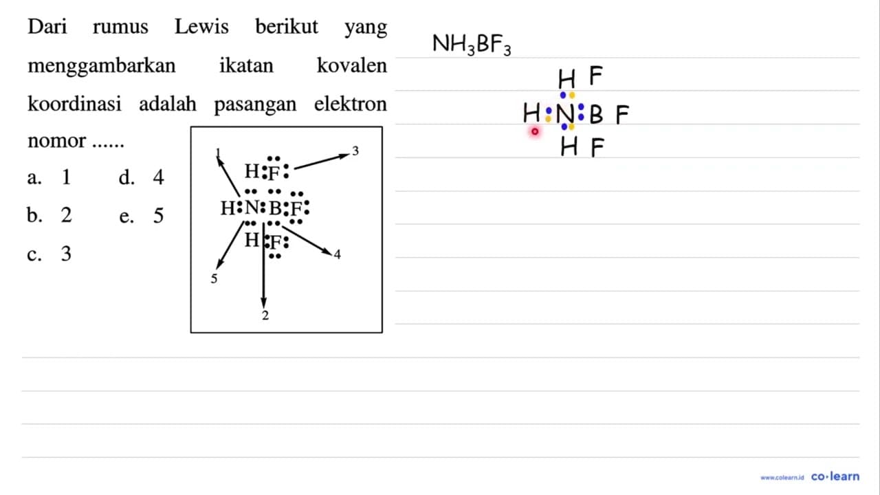 Dari rumus Lewis berikut yang menggambarkan ikatan kovalen