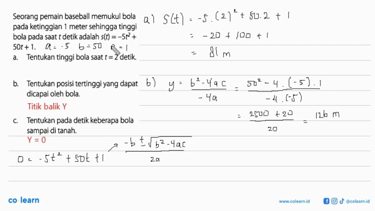 Seorang pemain baseball memukul bola pada ketinggian 1