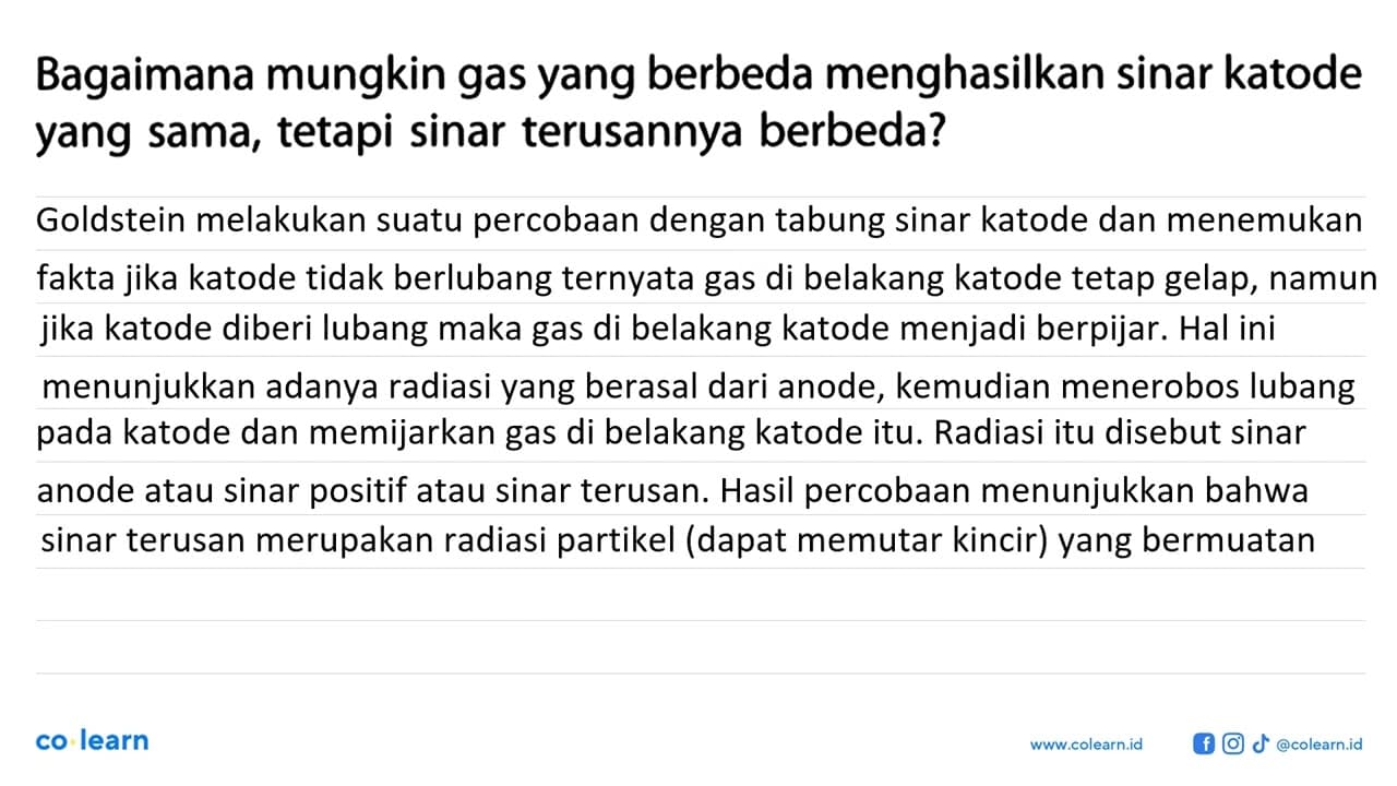 Bagaimana mungkin gas yang berbeda menghasilkan sinar