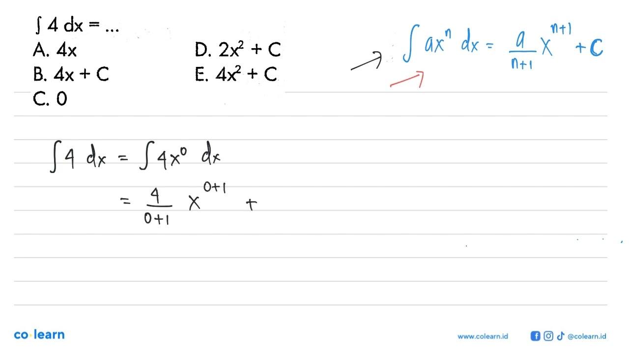 integral 4 dx=...