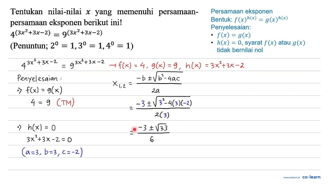 Tentukan nilai-nilai x yang memenuhi persamaanpersamaan