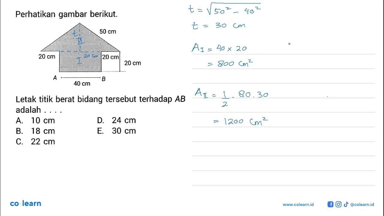 Perhatikan gambar berikut. 20 cm 20 cm 40 cm 20 cm 50