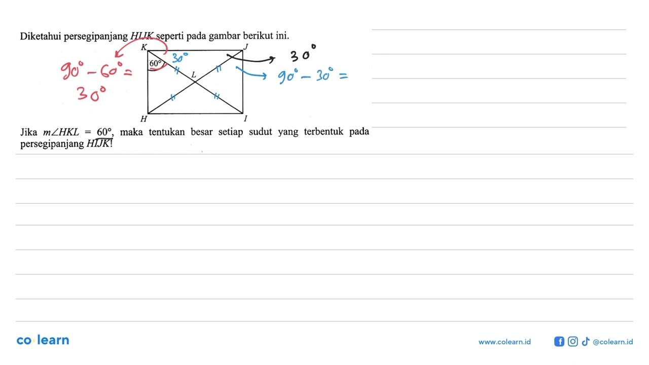 Diketahui persegipanjang HIJK seperti pada gambar berikut