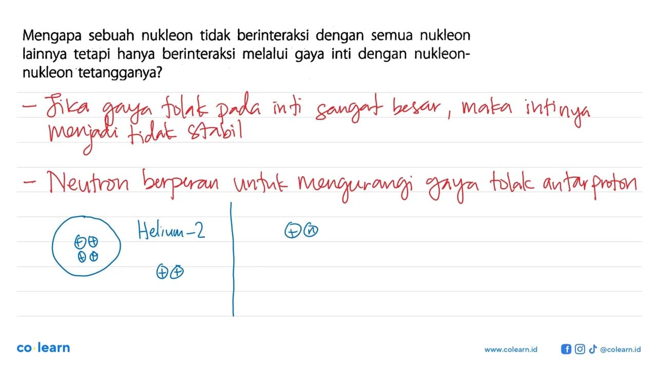 Mengapa sebuah nukleon tidak berinteraksi dengan semua