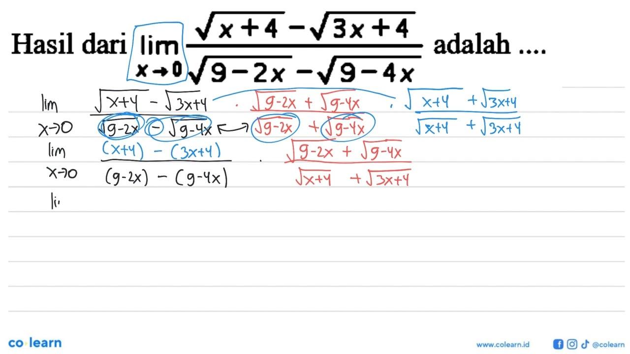 Hasil dari lim x->0