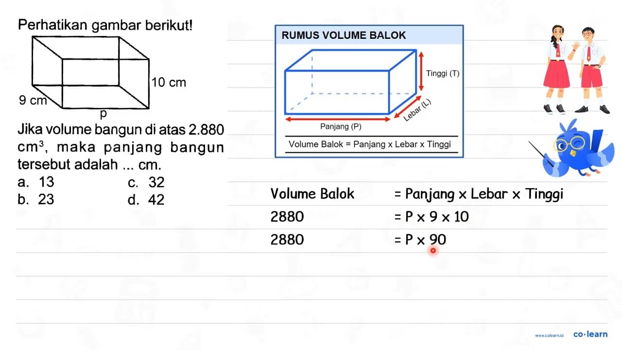 Perhatikan gambar berikut! Jika volume bangun di atas 2.880