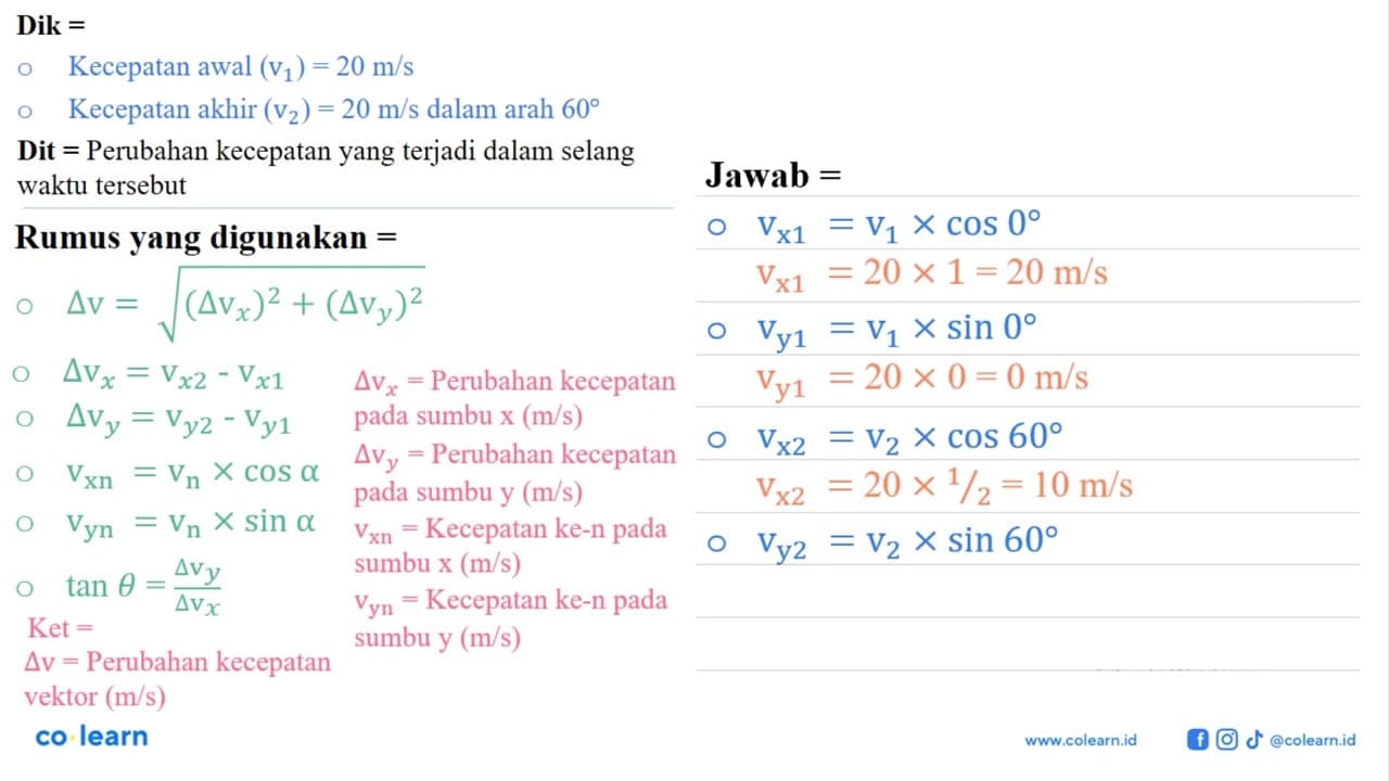 Sebuah partikel memiliki kecepatan awal 20 m s^(-1) dalam