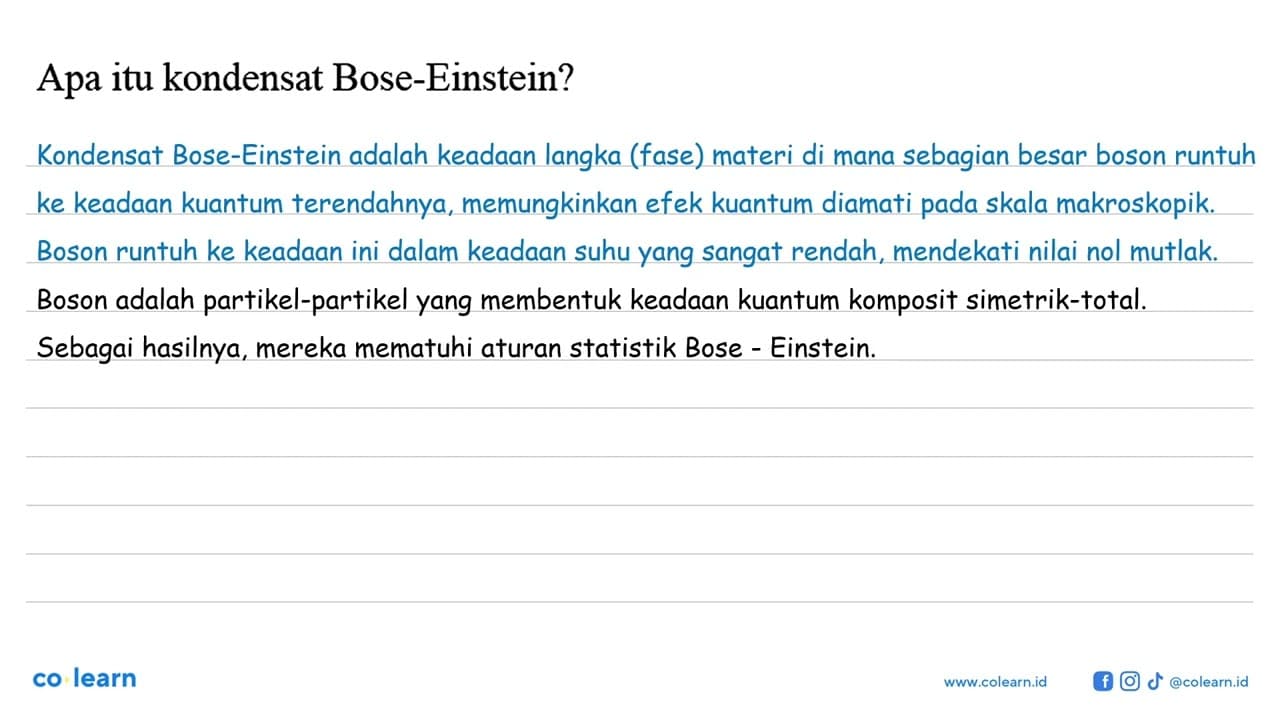 Apa itu kondensat Bose-Einstein?