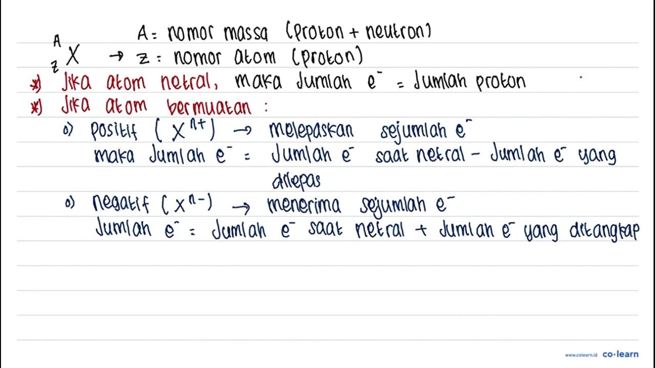 Tentukan jumlah partikel proton, neutron, dan elektron