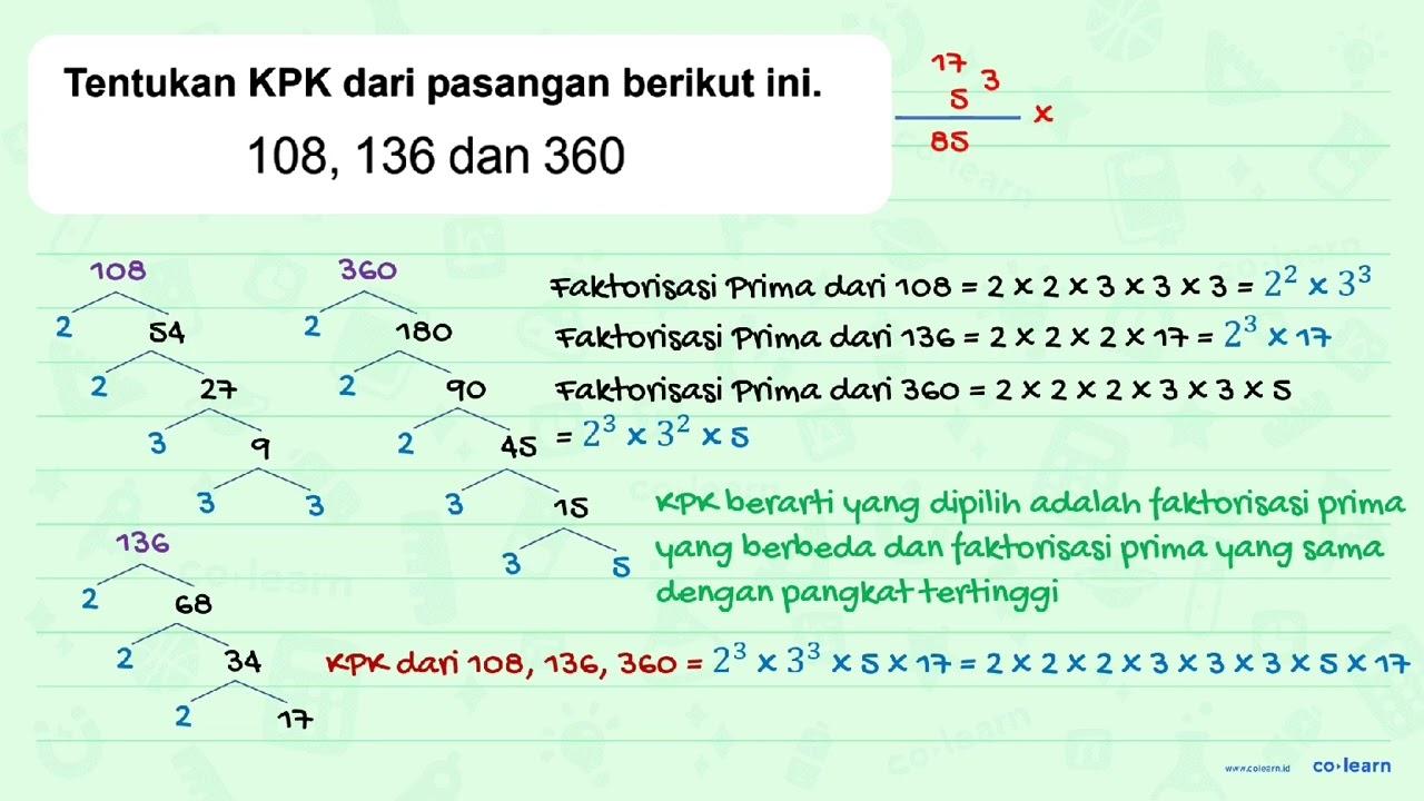 108, 136 dan 360