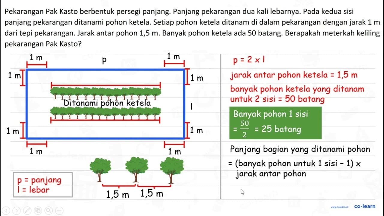 Pekarangan Pak Kasto berbentuk persegi panjang. Panjang