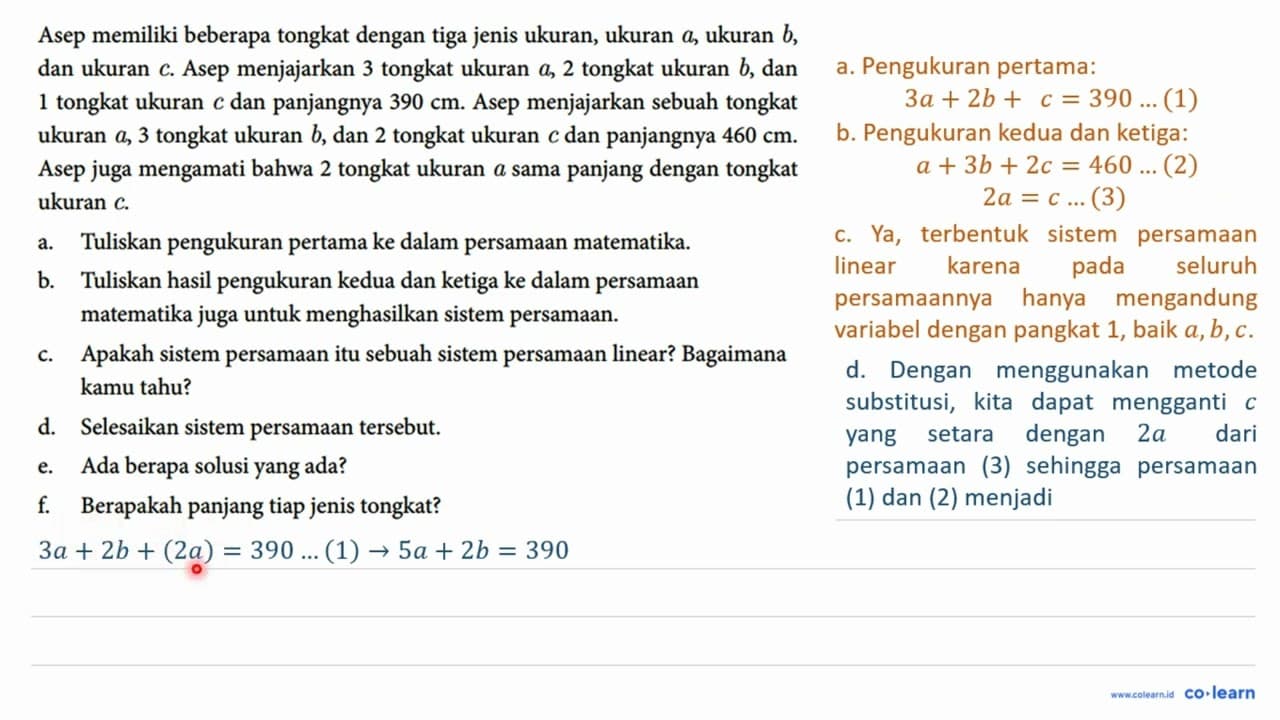 Asep memiliki beberapa tongkat dengan tiga jenis ukuran,