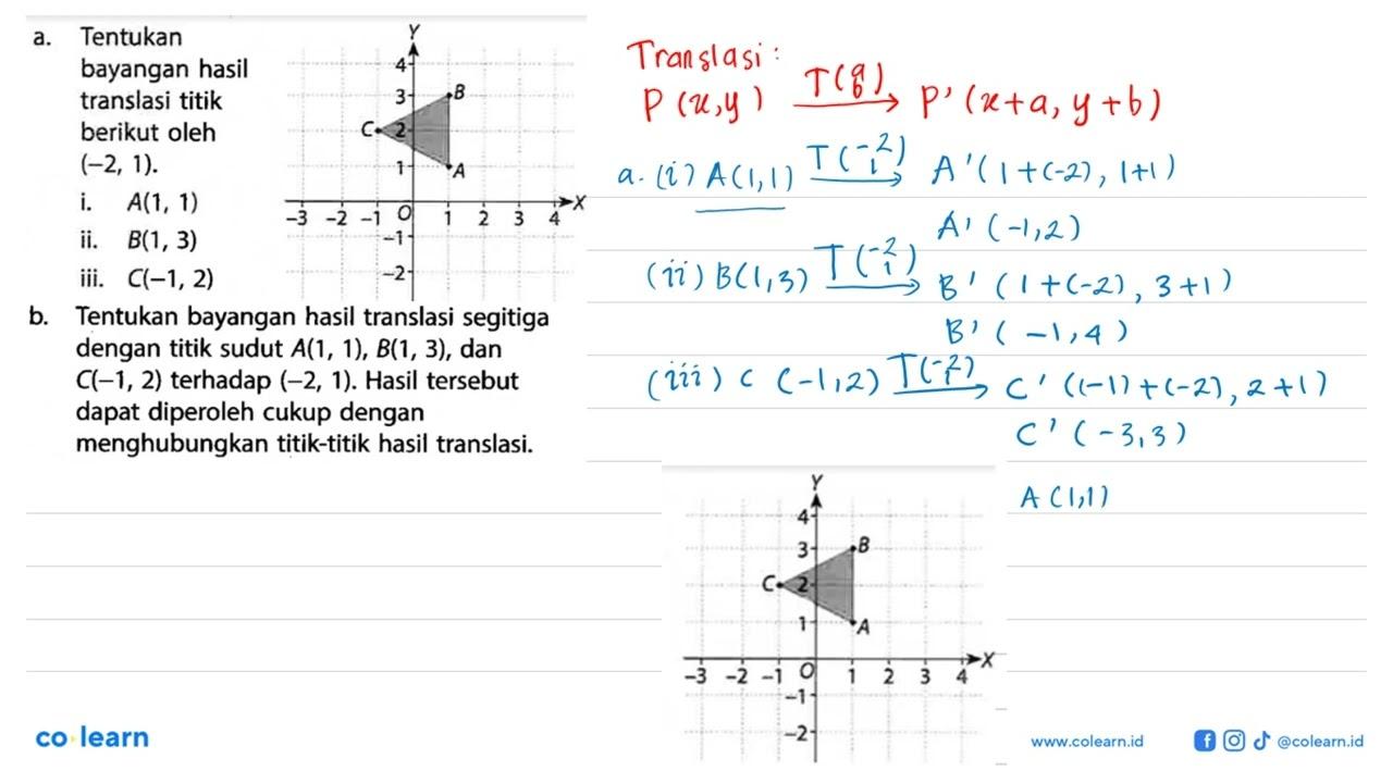 a. Tentukan bayangan hasil translasi titik berikut oleh