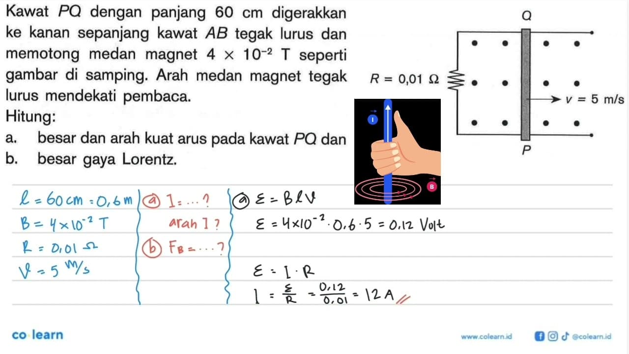 Kawat PQ dengan panjang 60 cm digerakkanke kanan sepanjang