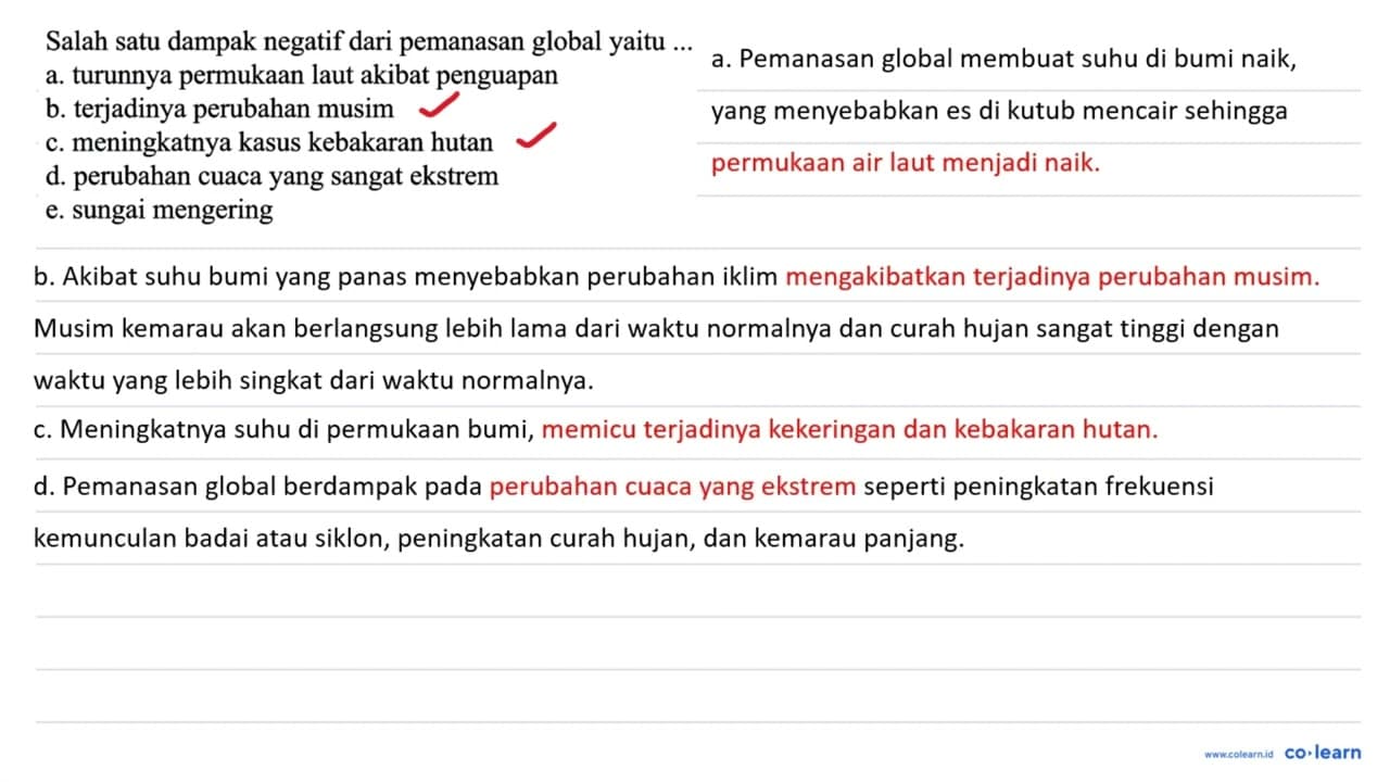 Salah satu dampak negatif dari pemanasan global yaitu ...