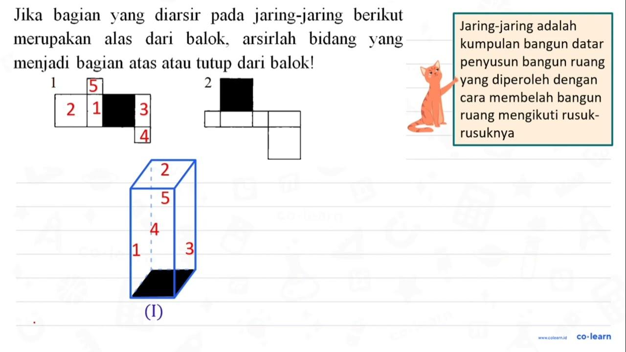 Jika bagian yang diarsir pada jaring-jaring berikut