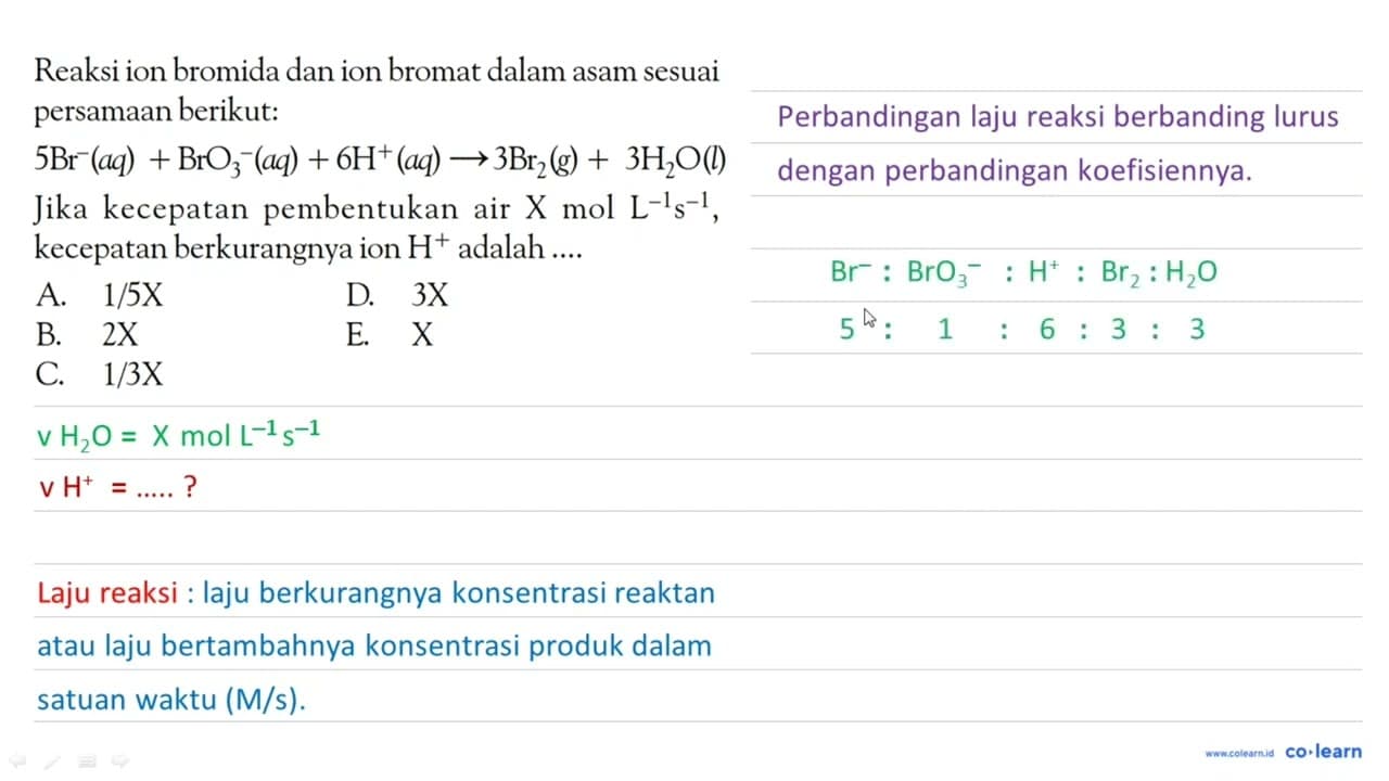 Reaksi ion bromida dan ion bromat dalam asam sesuai