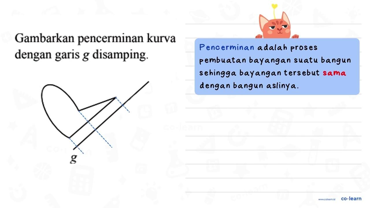 Gambarkan pencerminan kurva dengan garis g disamping. g