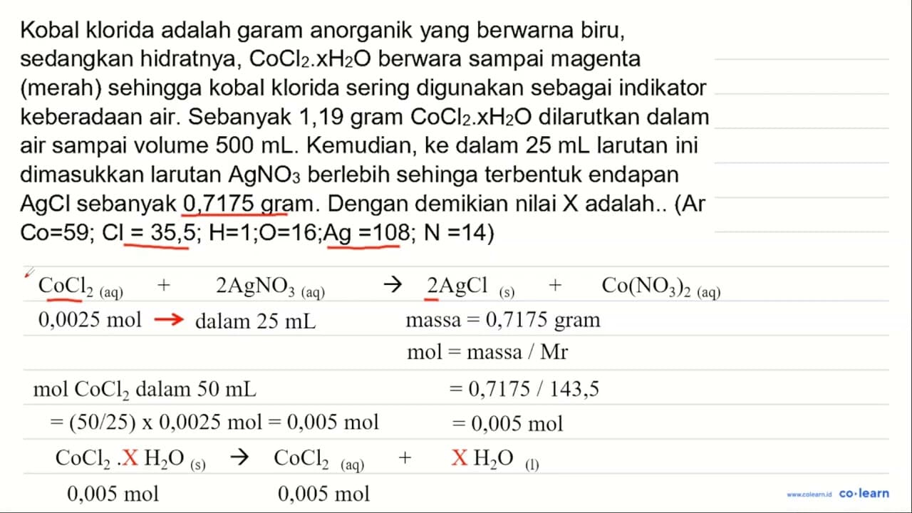 Kobal klorida adalah garam anorganik yang berwarna biru,