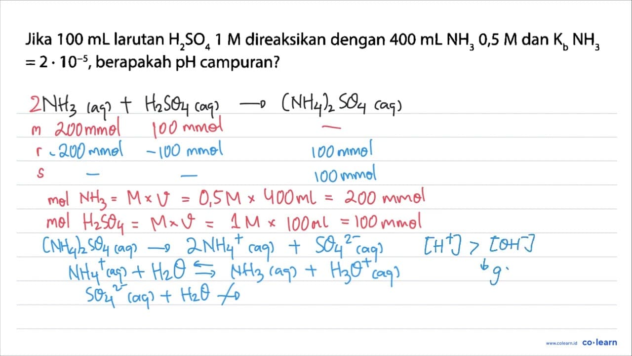 Jika 100 mL larutan H_(2) SO_(4) 1 M direaksikan dengan 400